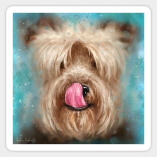 Painting of an Adorable Yorkshire Terrier with its Tongue out Sticker